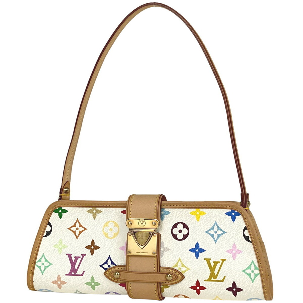 Louis Vuitton Shirley Clutch Bag Shoulder Monogram Multicolor Blanc White